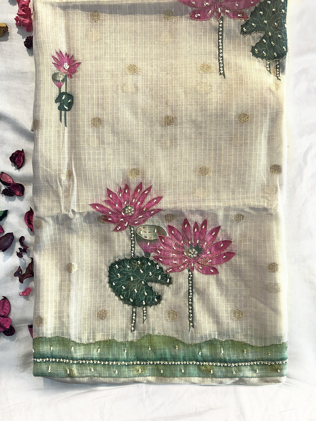Kota Doria Unstitched Suit Set Beige Color