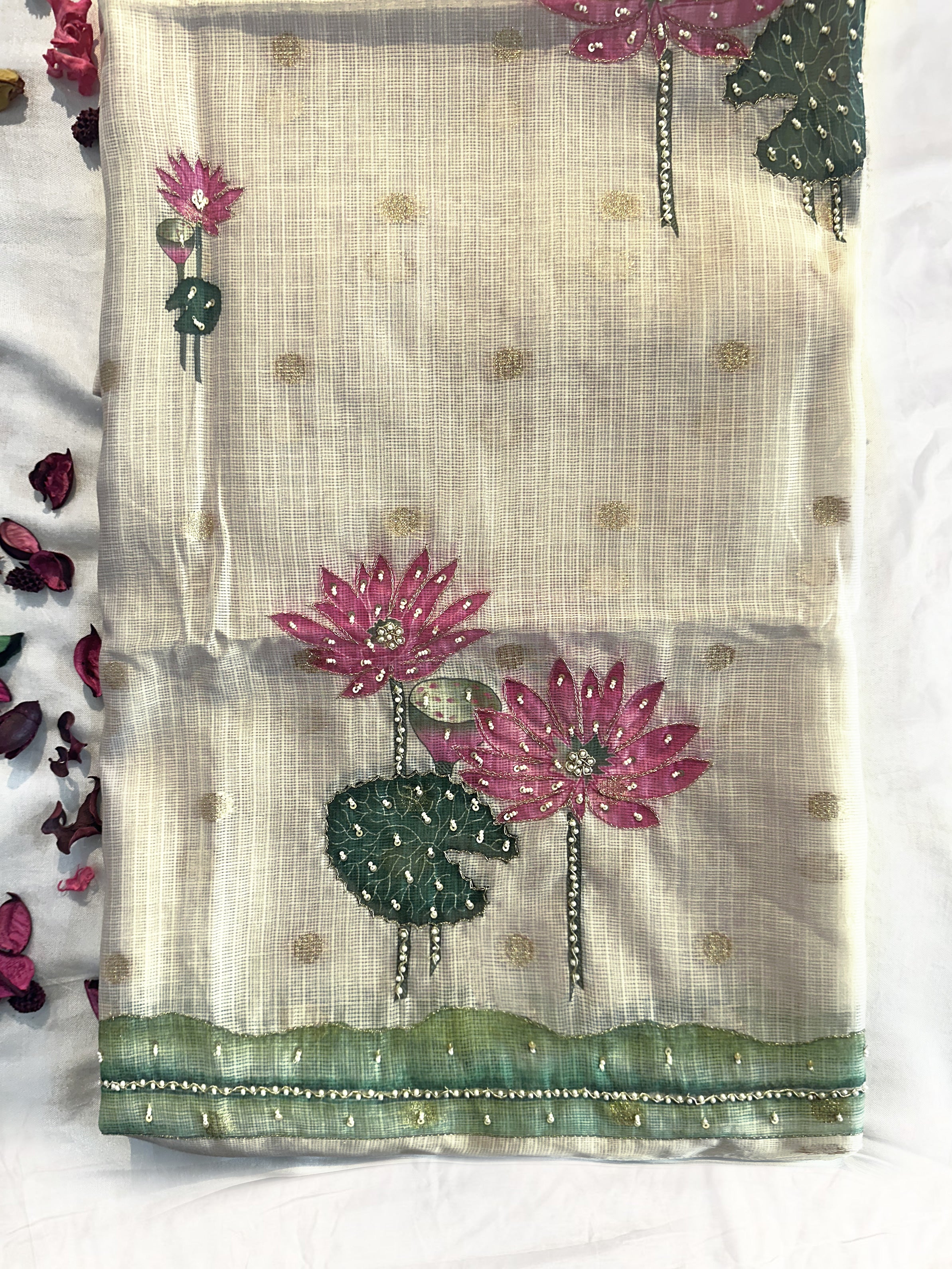Kota Doria Unstitched Suit Set Beige Color