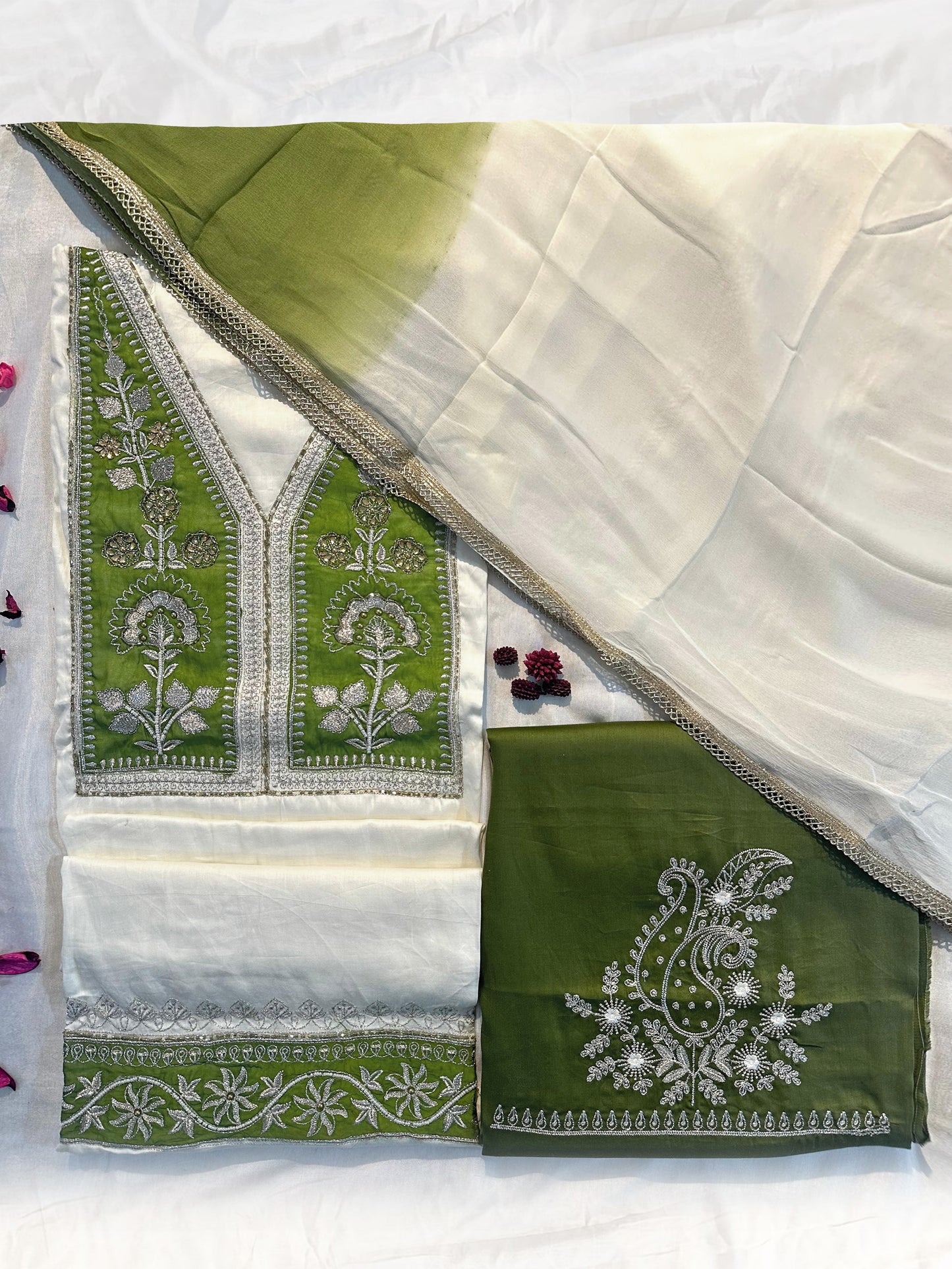 Jam Cotton Matching Unstitched Suit Pink and Parrot green