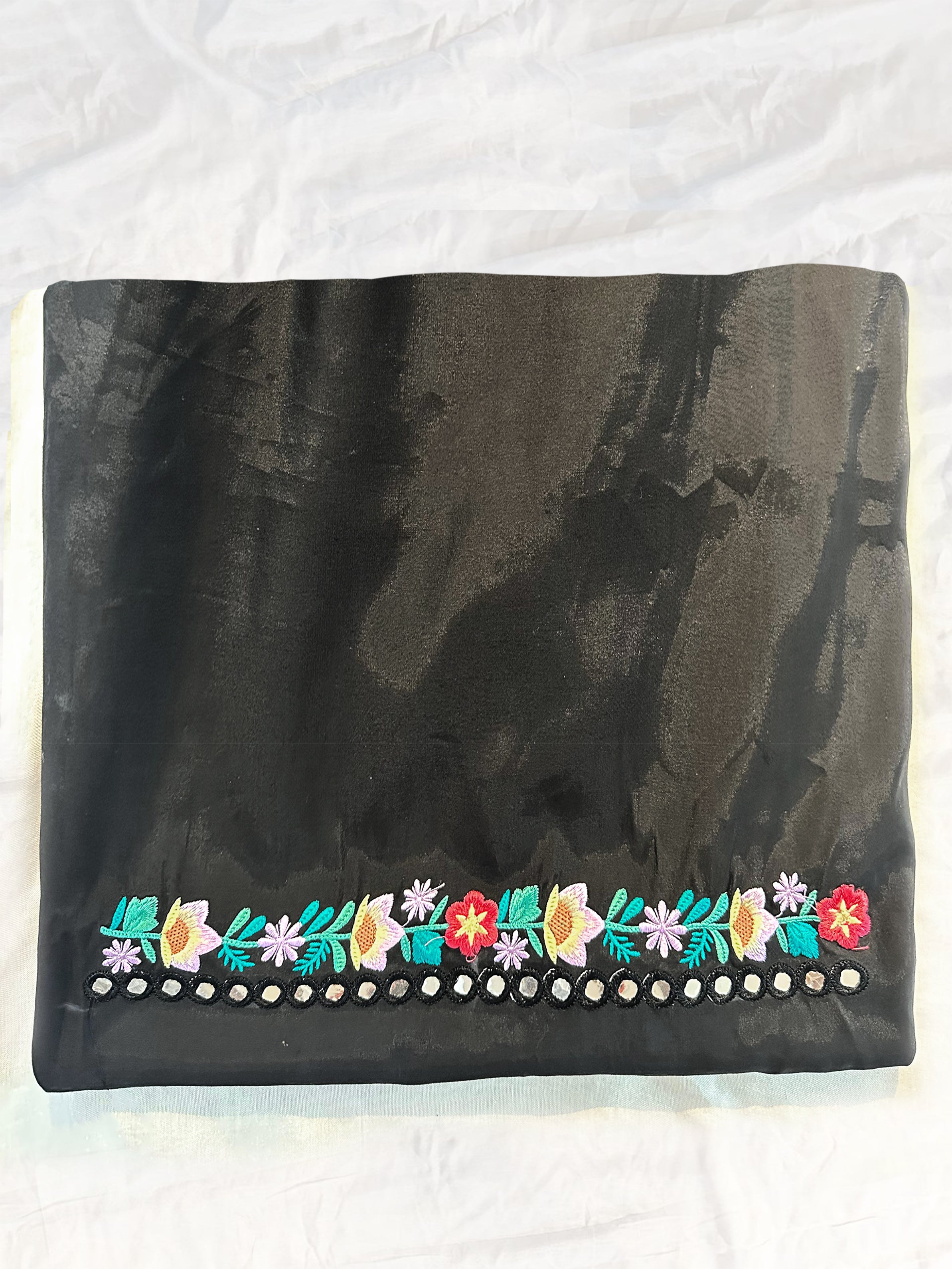 Muslin Fabric Unstitched Suit Black Color