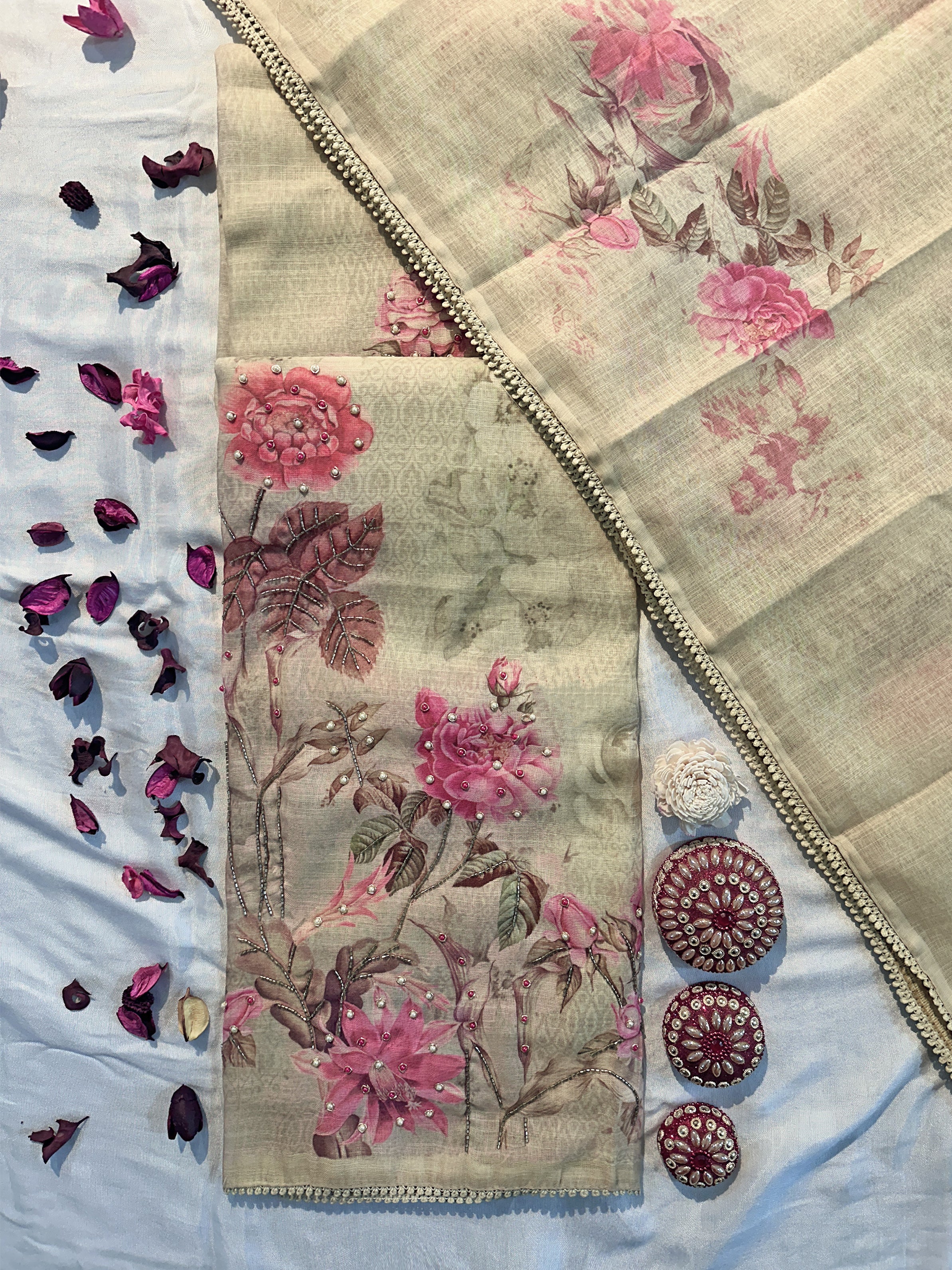Linen Cotton Unstitched Suit Set 3 Colors