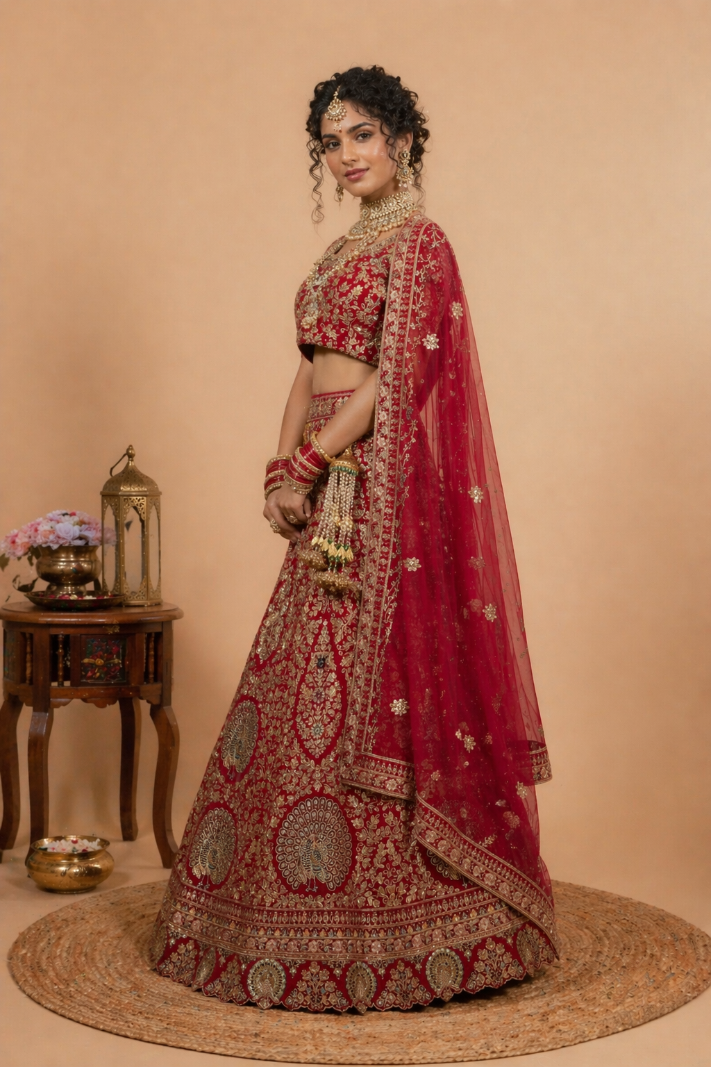 Heavy Embroidered Bridal Lehenga Choli Set |  Red