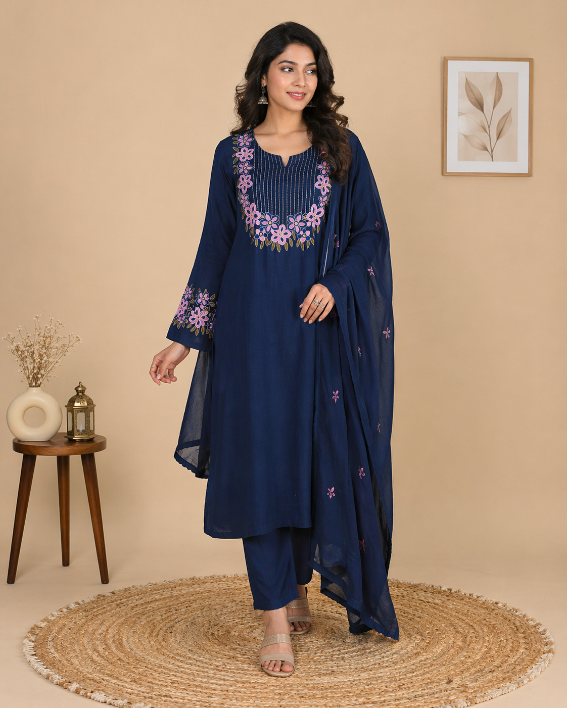 Embroidered Palazzo Suit Set Gizza Cotton various  Colours