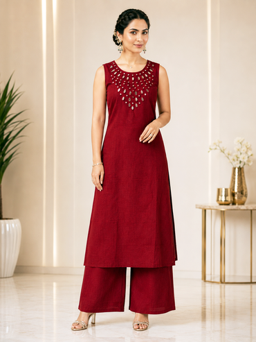 Heavy Embroidered Silk Sharara Suit Set