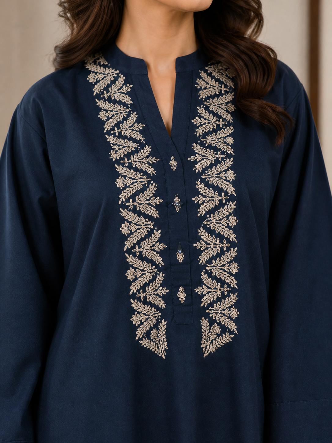 Premium Cotton-Blend Cutwork Embroidery Palazzo Co-ord Set - Rust Red