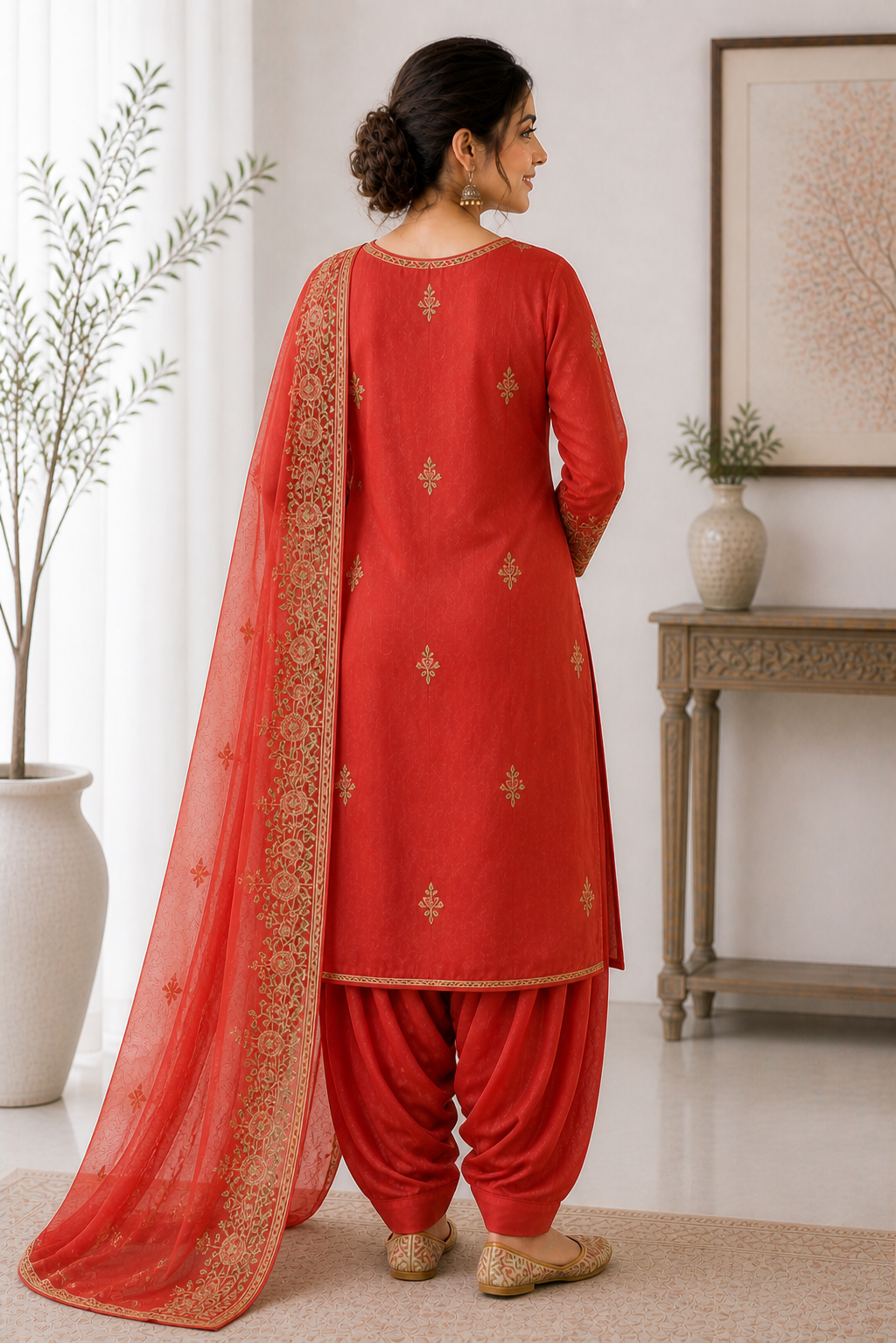 Traditional Punjabi Salwar Suit & Dupatta Organza