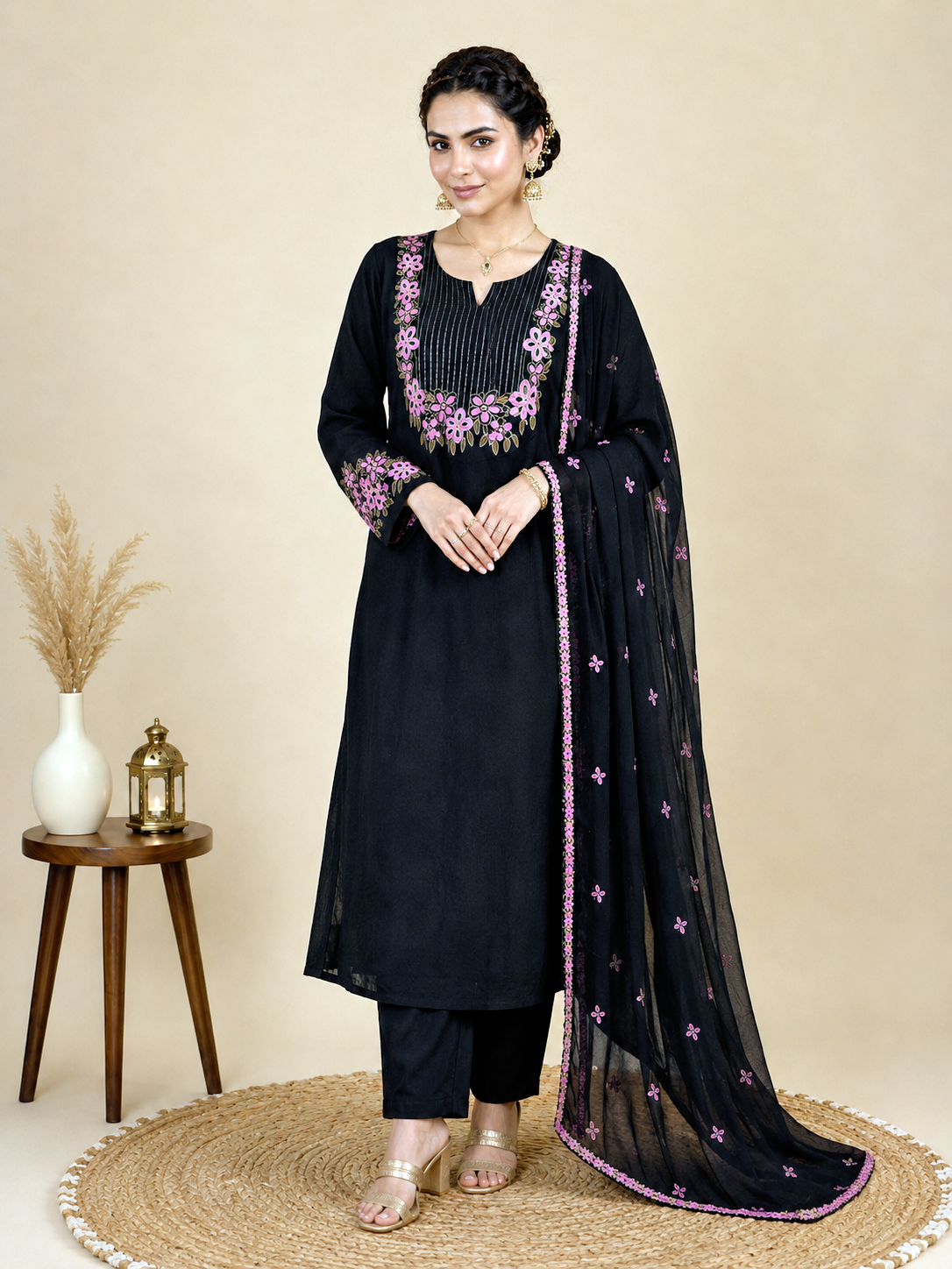 Embroidered Palazzo Suit Set Gizza Cotton various  Colours