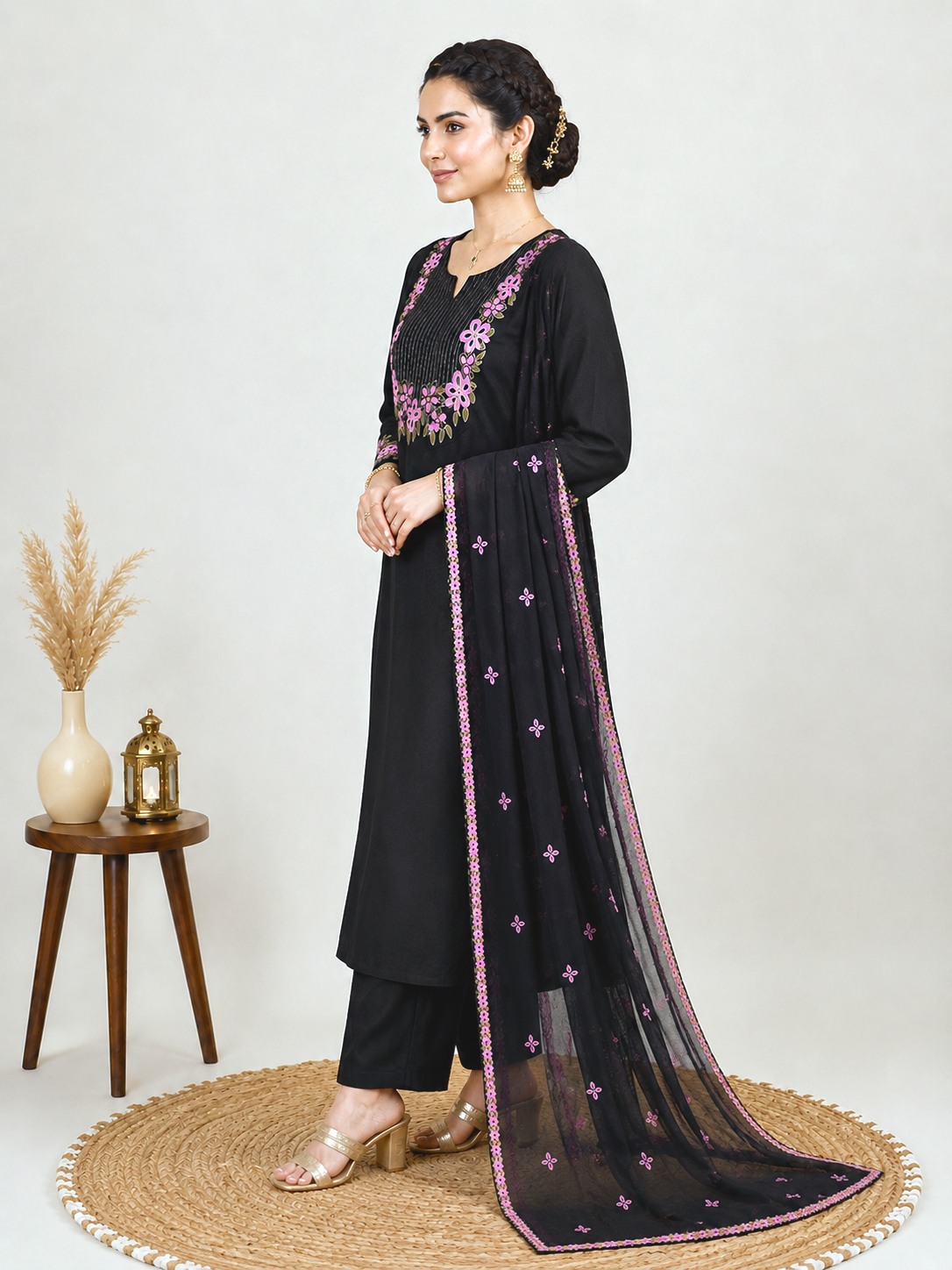 Embroidered Palazzo Suit Set Gizza Cotton various  Colours