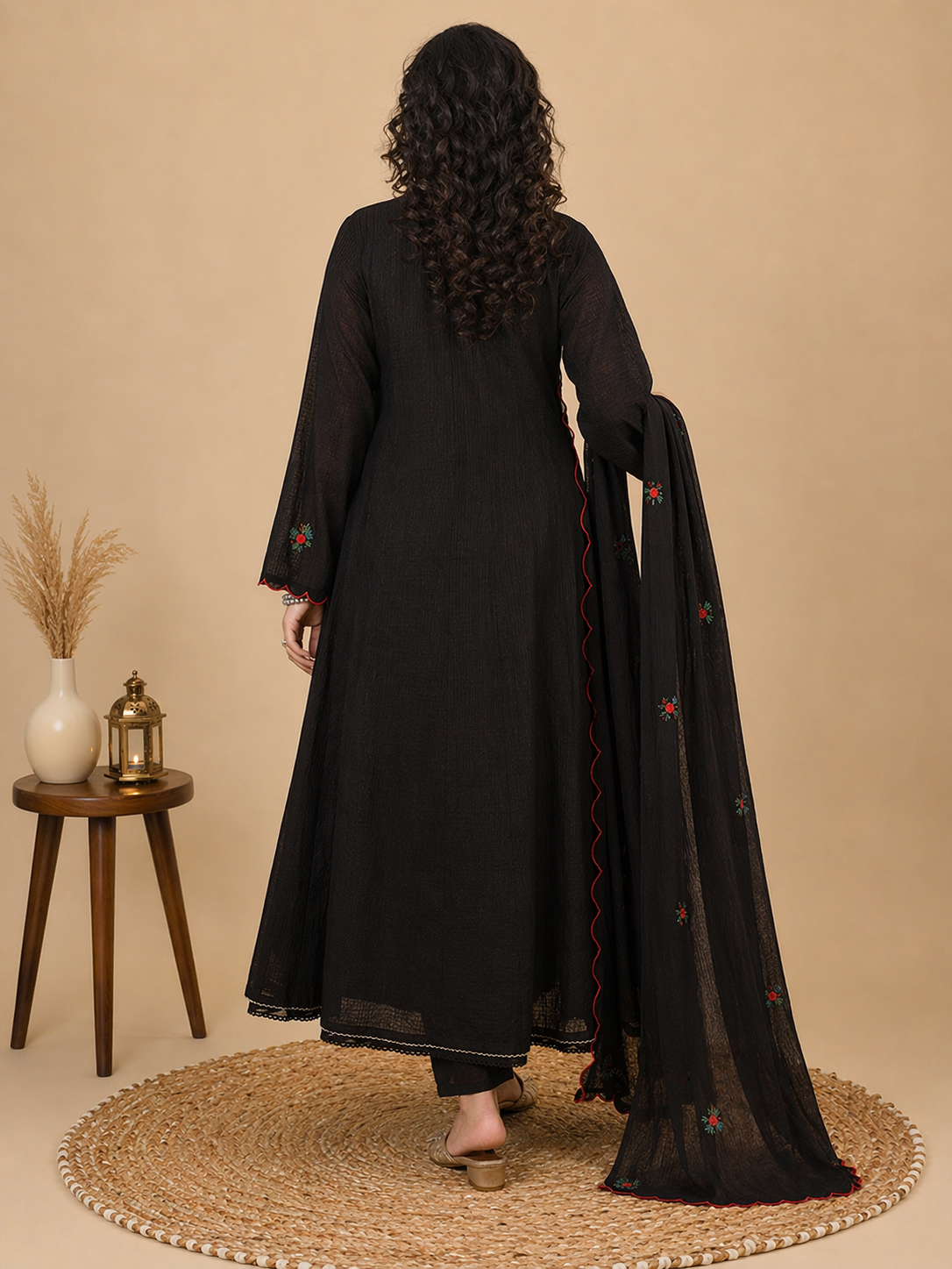 Trending Alia Style Flared Floral Embroidered Suit Set (Available in Multiple Colors)