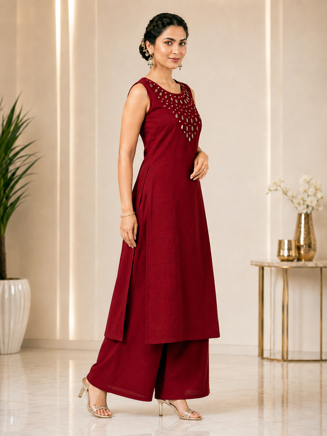 Heavy Embroidered Silk Sharara Suit Set