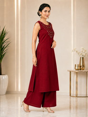 Heavy Embroidered Silk Sharara Suit Set