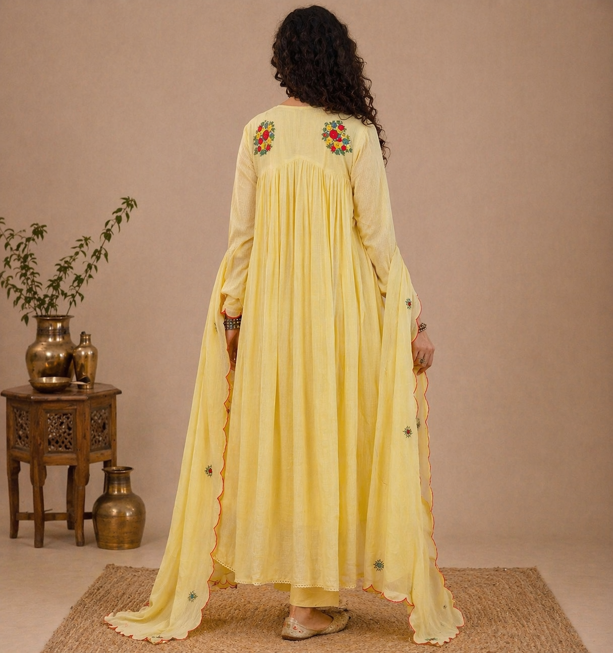 Trending Alia Style Flared Floral Embroidered Suit Set (Available in Multiple Colors)