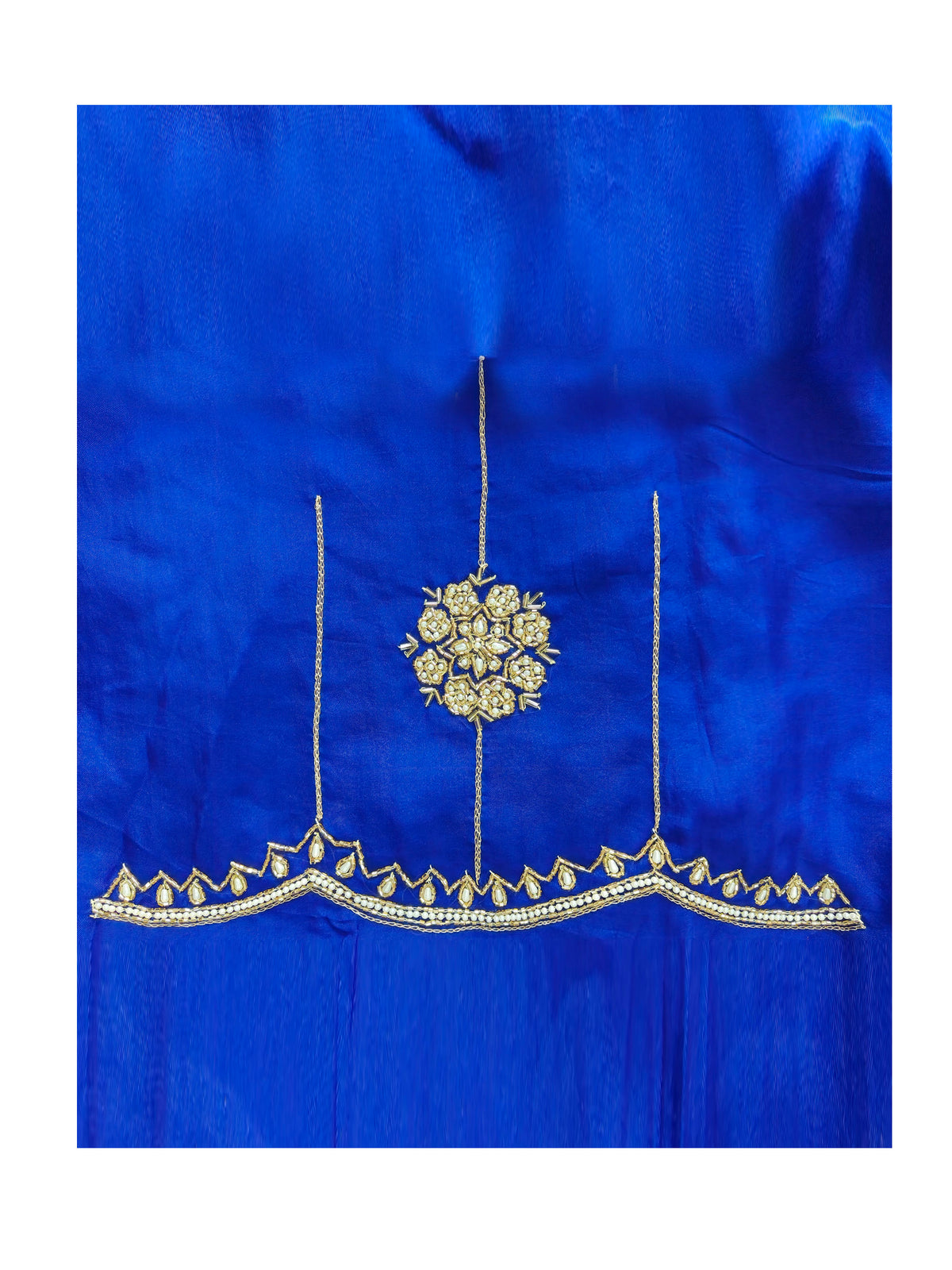 Viscose organza handwork Unstitched Suit Set with Dupatta Royal blue color