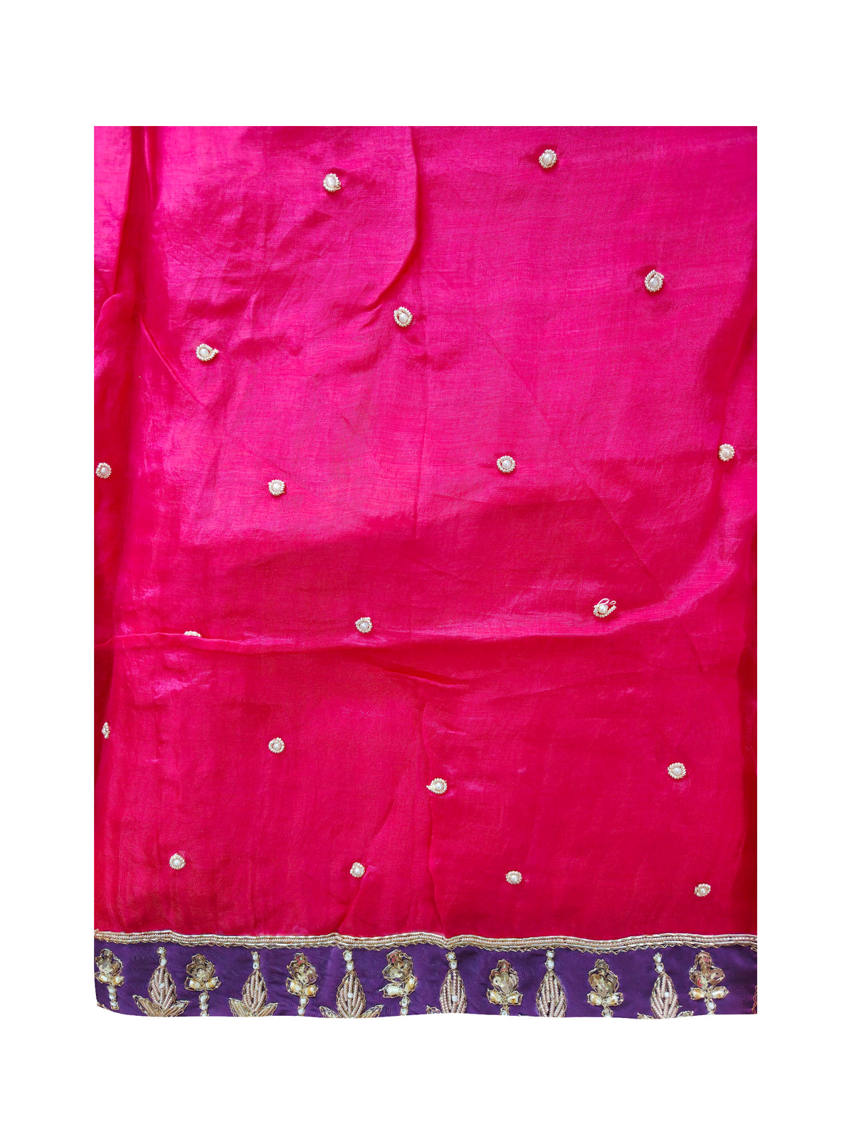 Contrast Crepe handwork Unstitched Suit Set with organza Dupatta