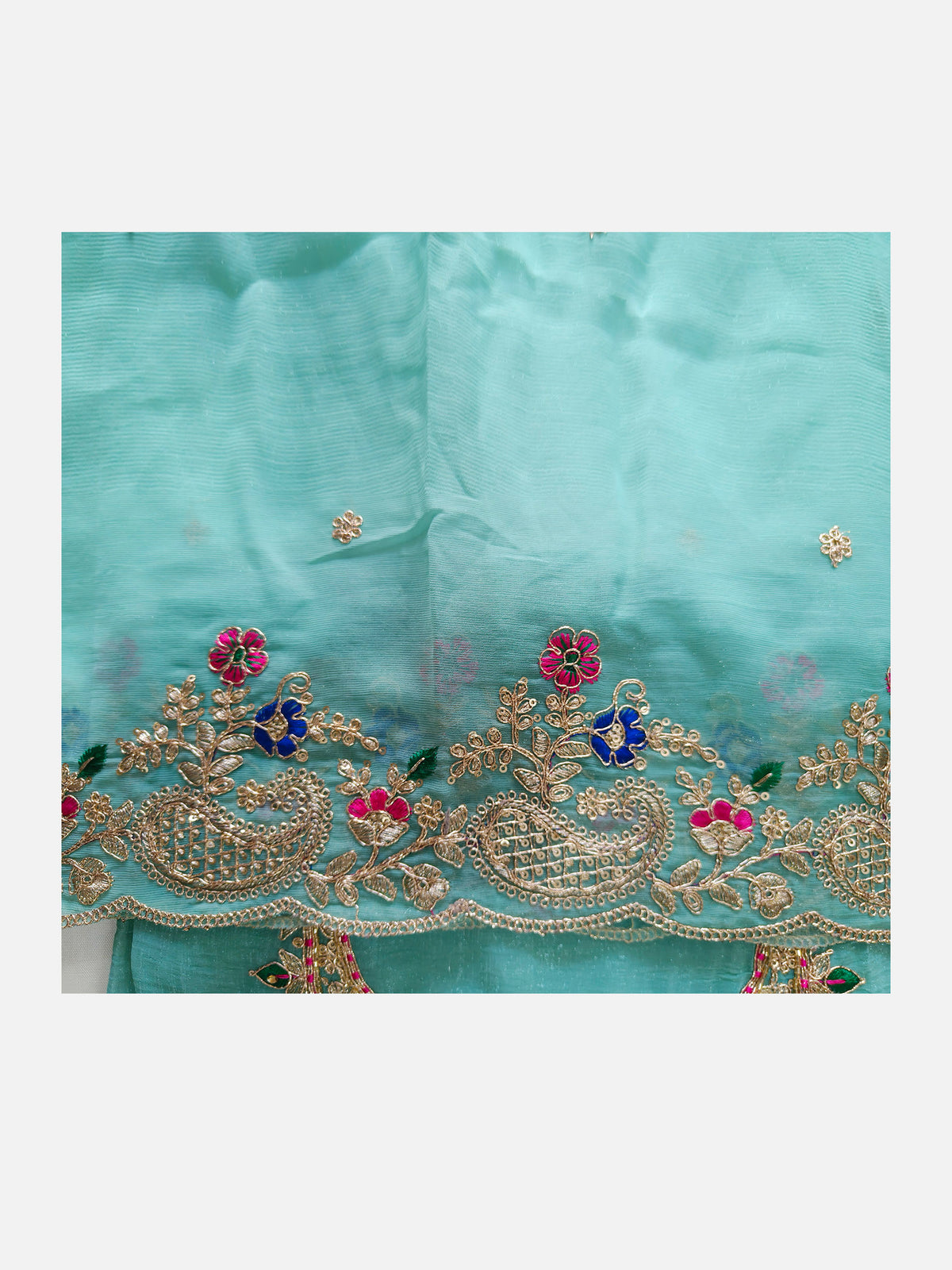 Crush Tissue Embroidered Unstitched Suit Set with Dupatta 4 colors