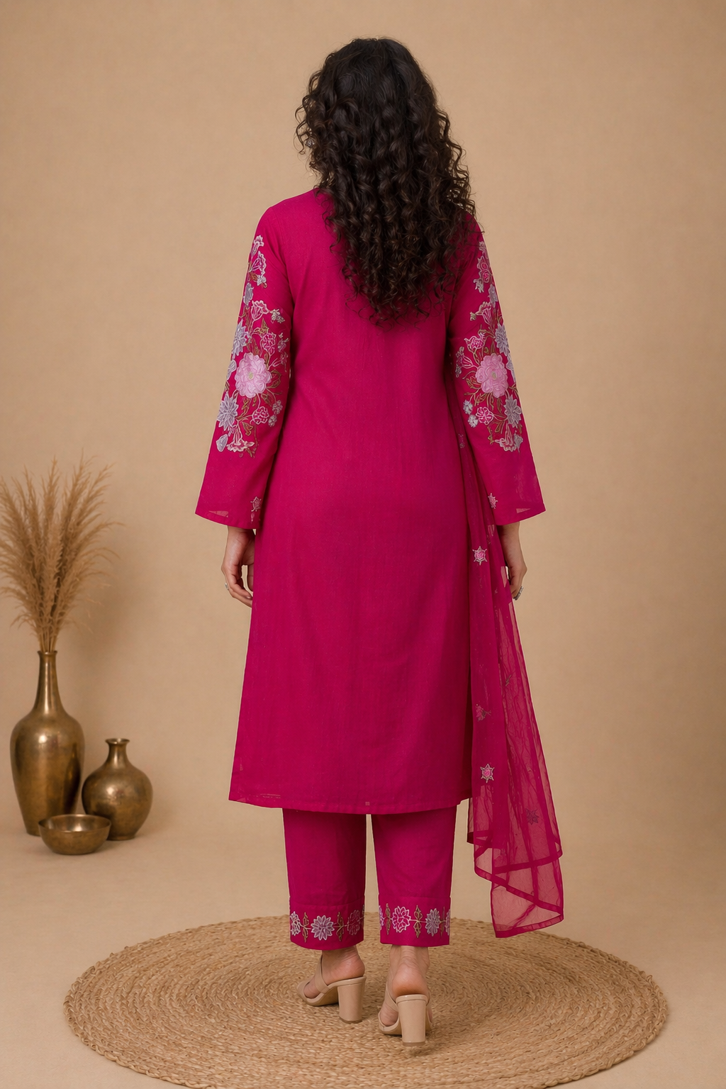 Overall Machine embroidered Plaazo suit