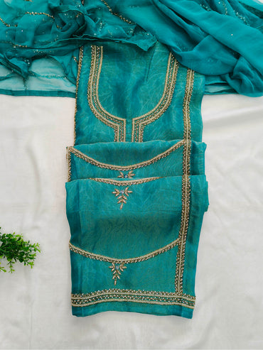Shimmer Handwork Embroidered Unstitched Suit Set