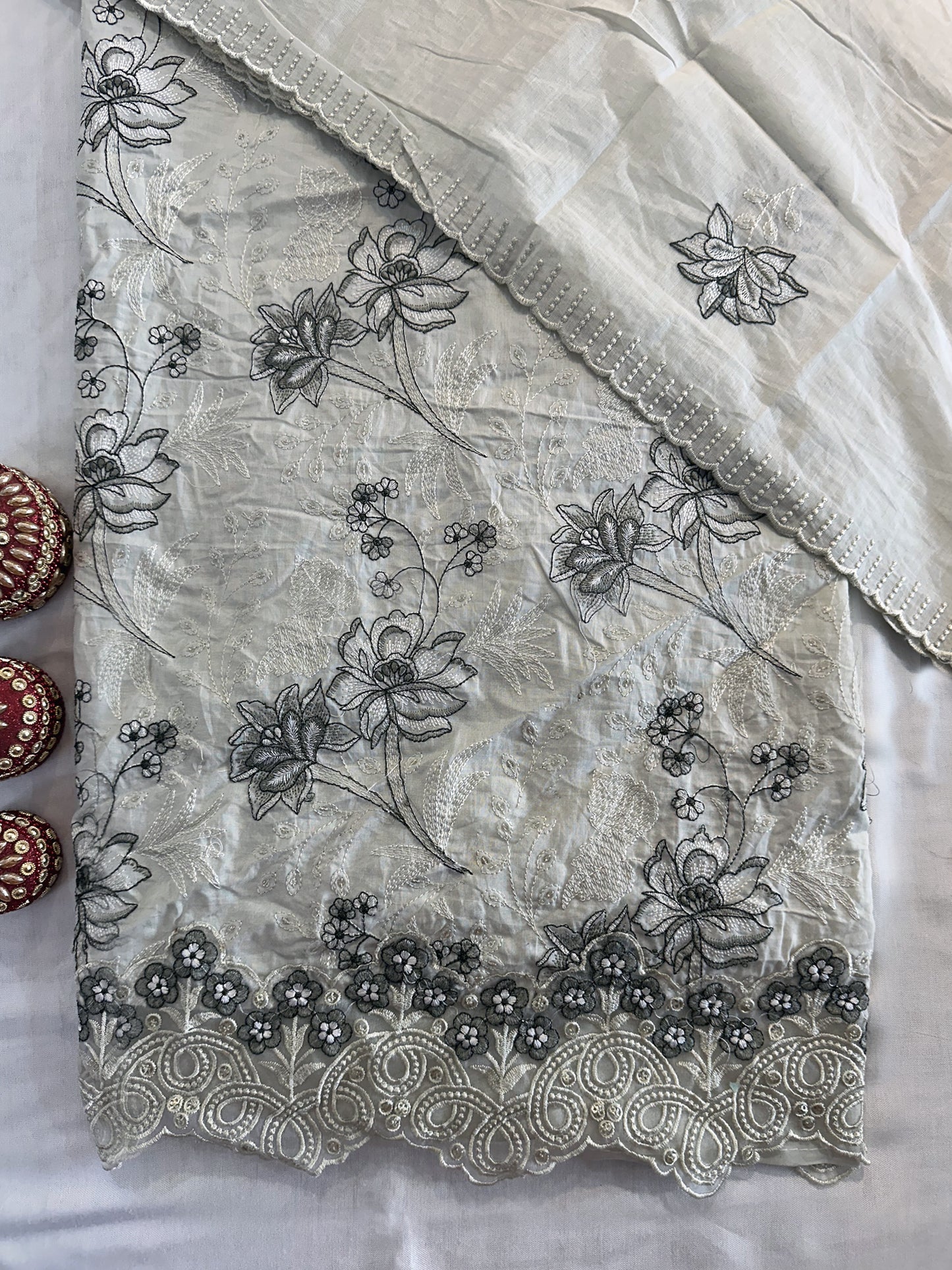 Unstitched Suit Set Cotton Fabric | Grey, Beige, Light Pink, Lemon