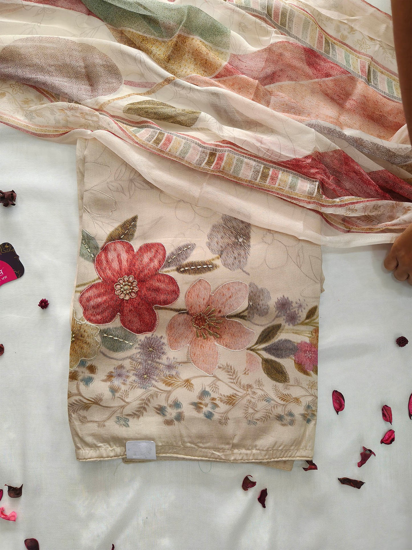 Muslin Cotton Suit Set with Floral Painting | Mustard & Cream