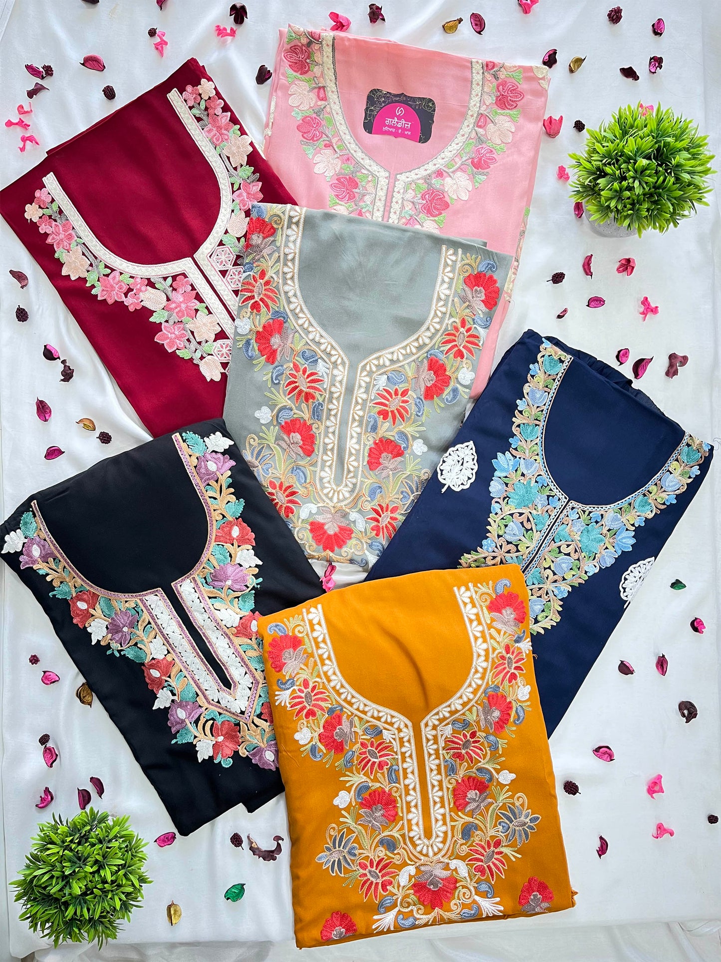 Cotton Unstitched Suit Set – Vibrant Embroidery & Chiffon Dupatta