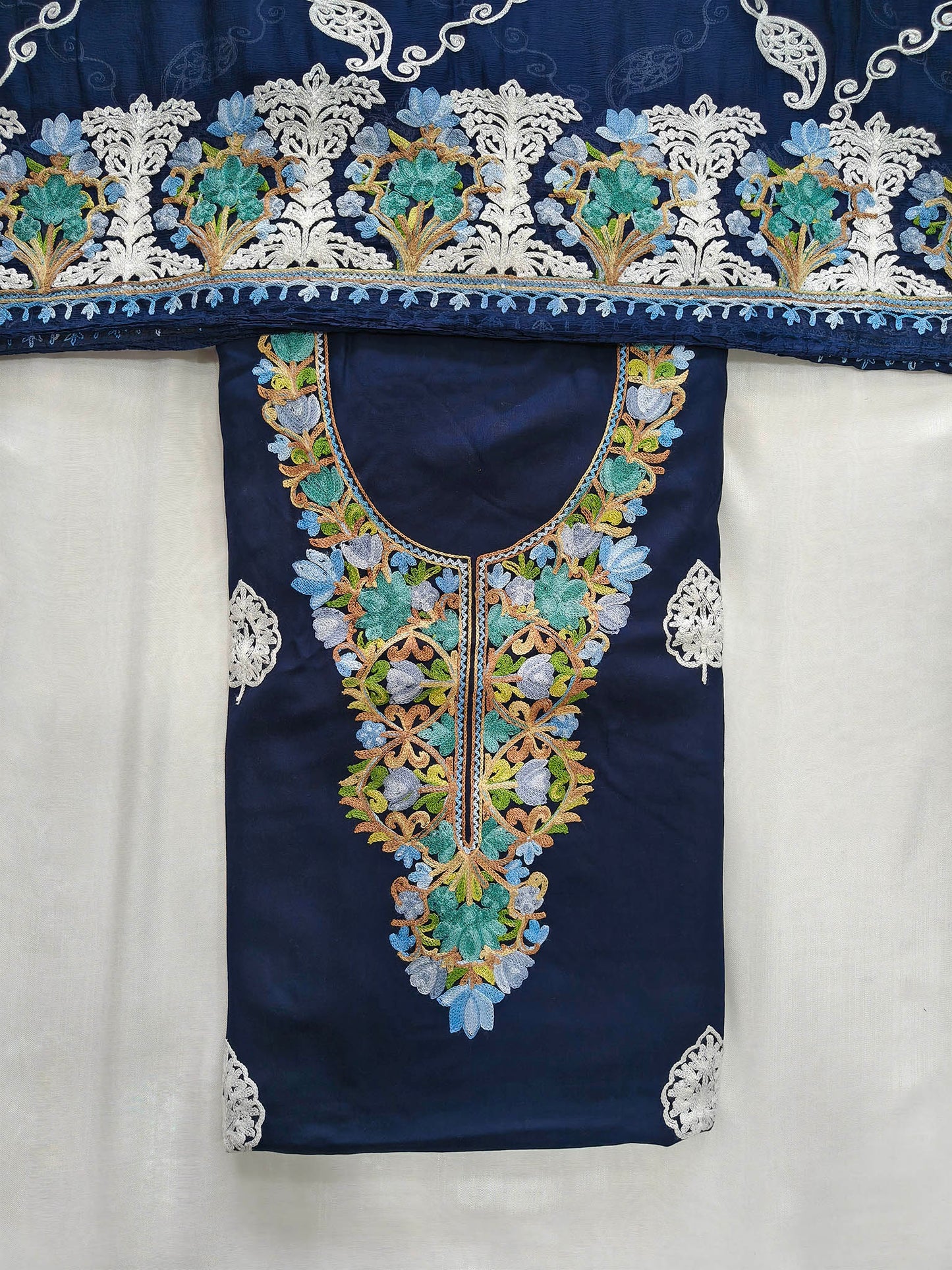 Cotton Unstitched Suit Set – Vibrant Embroidery & Chiffon Dupatta