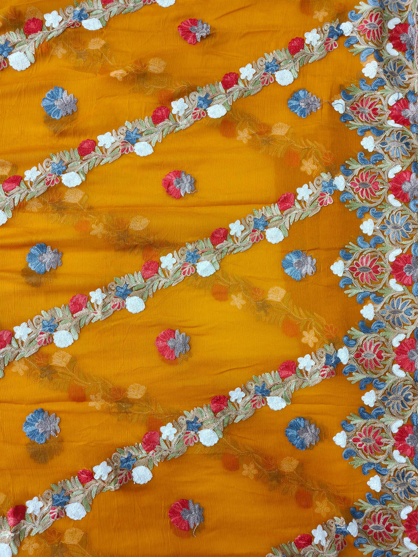 Cotton Unstitched Suit Set – Vibrant Embroidery & Chiffon Dupatta