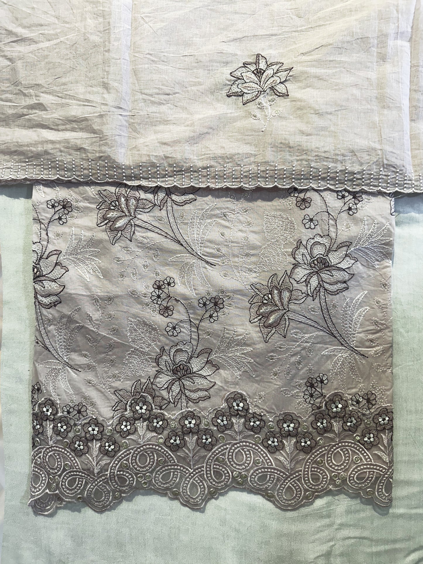 Unstitched Suit Set Cotton Fabric | Grey, Beige, Light Pink, Lemon