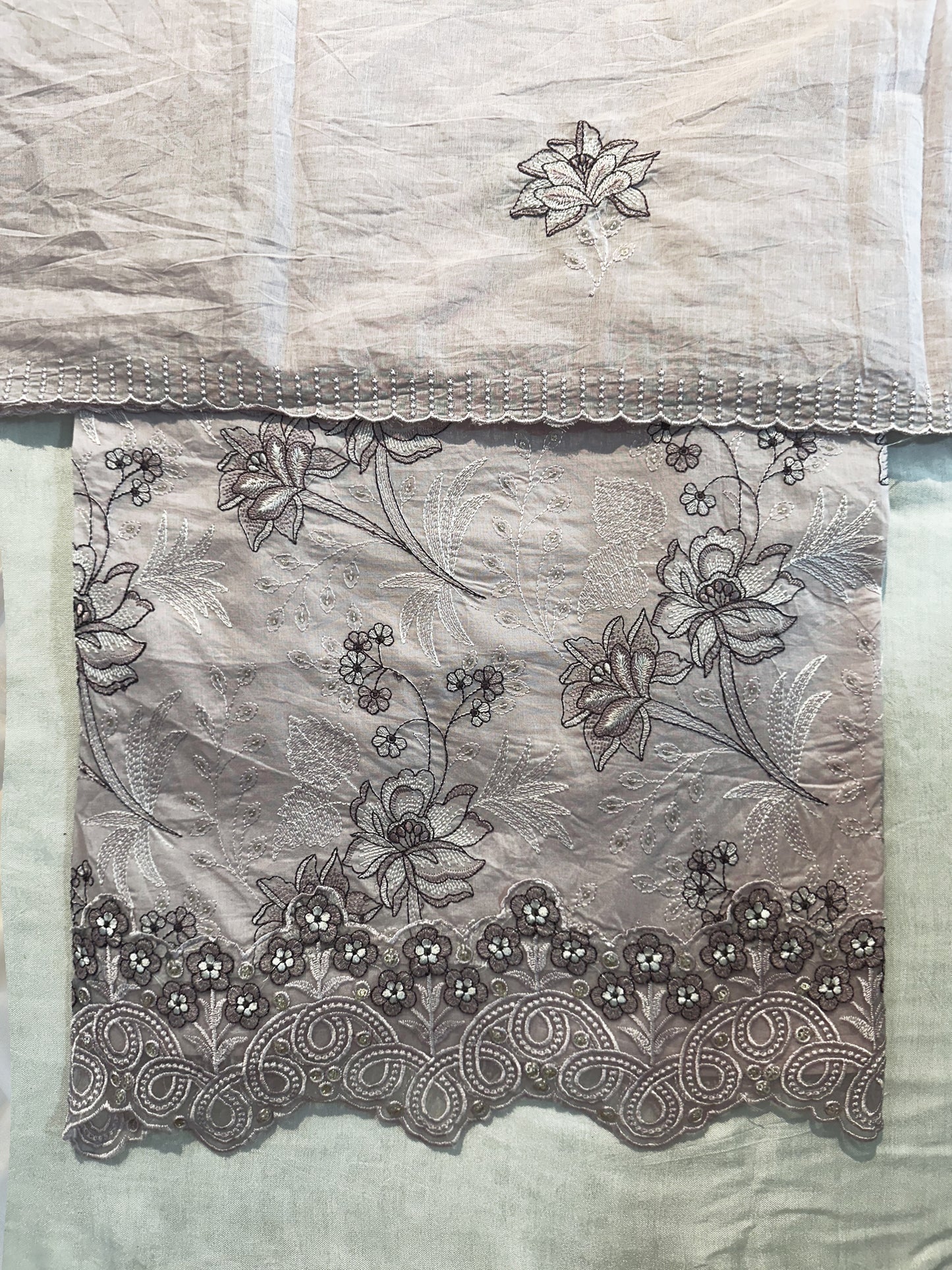 Unstitched Suit Set Cotton Fabric | Grey, Beige, Light Pink, Lemon