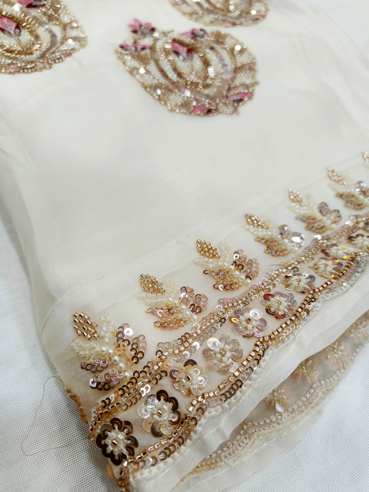 Handwork Embroidered Unstitched Suit Set Chocolate Brown