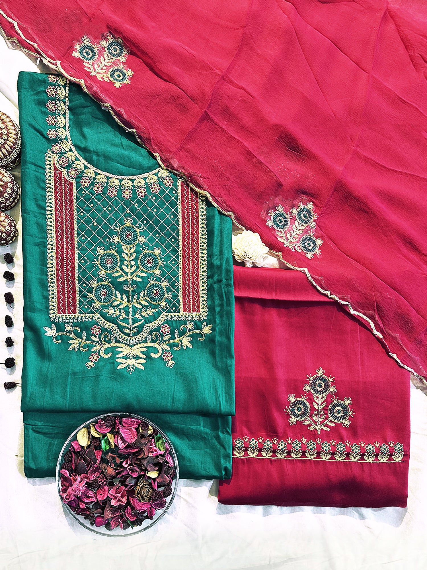 Jam Cotton Matching Unstitched Suit (Orange and Magenta sets)