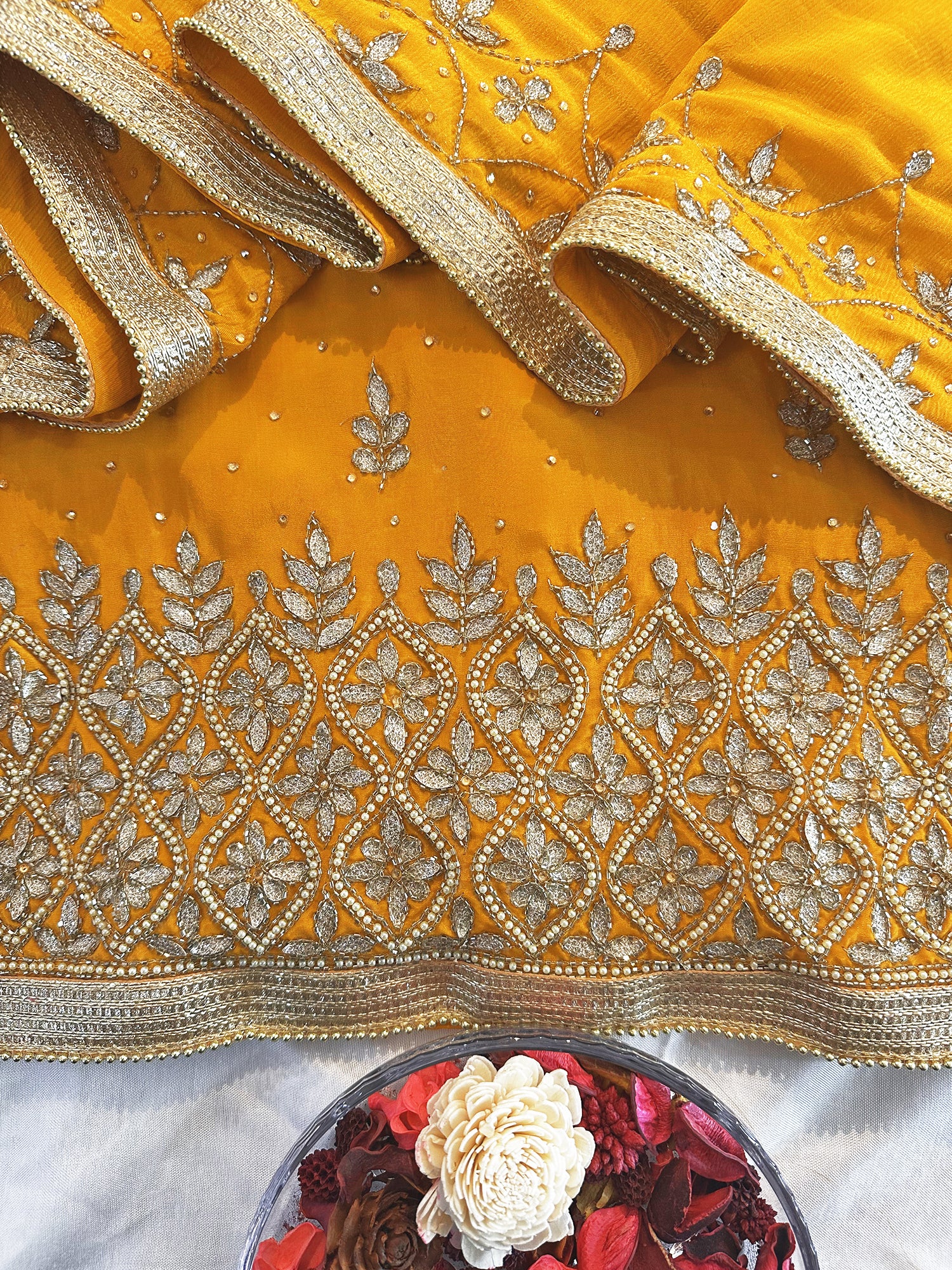 Crepe Fabric Mustard Color Unstitched Suit Set