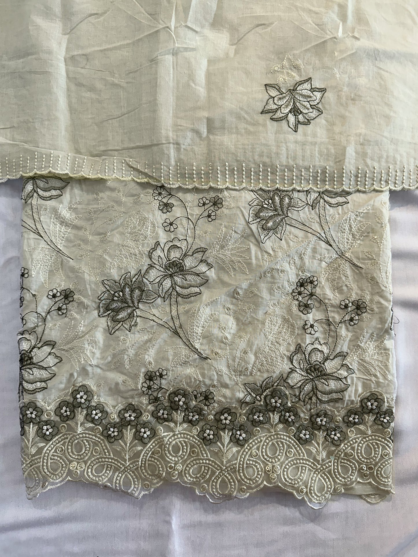 Unstitched Suit Set Cotton Fabric | Grey, Beige, Light Pink, Lemon