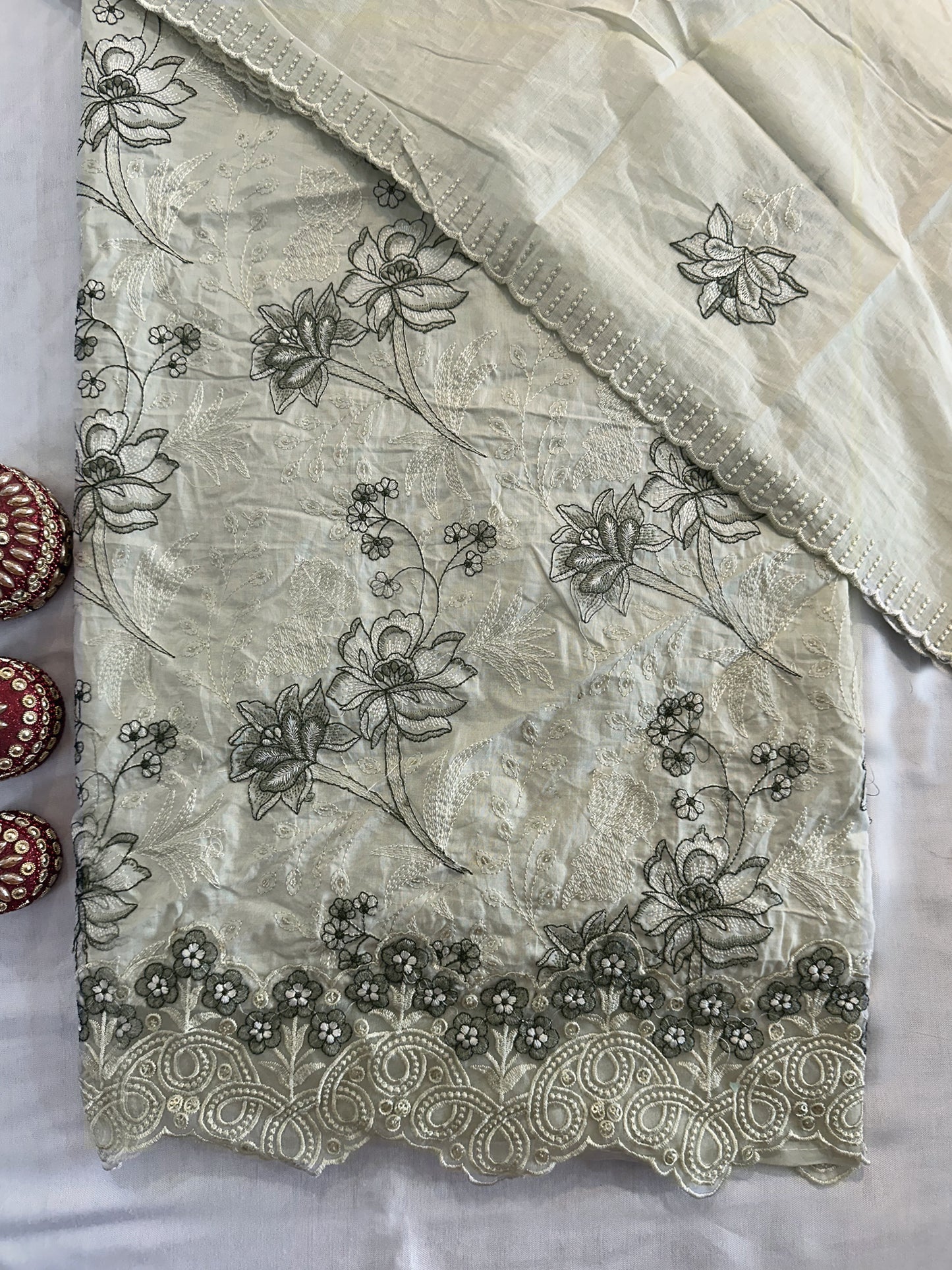 Unstitched Suit Set Cotton Fabric | Grey, Beige, Light Pink, Lemon
